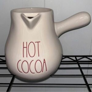 Rae Dunn Cream Pitcher with Red 'Hot Cocoa' Text